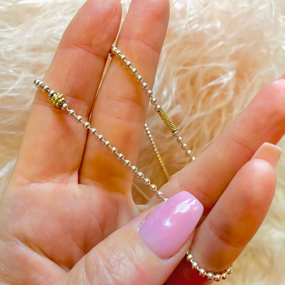 LAGOS Two-Tone Beaded Necklace in Gold and Silver